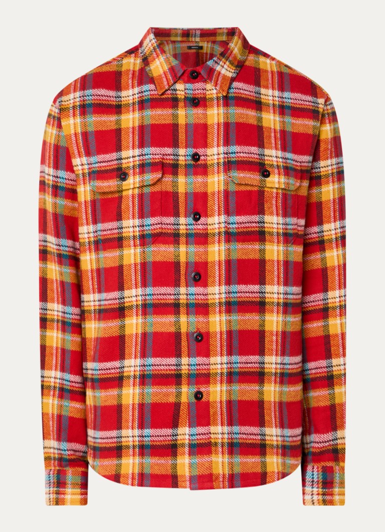 Denham Heren Regular fit overshirt met borstzakken in de kleur Rood, maat: XL