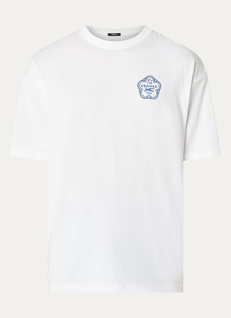 Denham Heren Himari T-shirt met logo- en backprint in de kleur Wit, maat: S