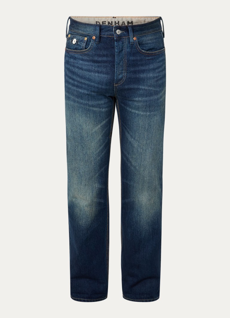 Denham Heren Ridge Kurt straight leg jeans met medium wassing in de kleur Indigo, maat: 32/32