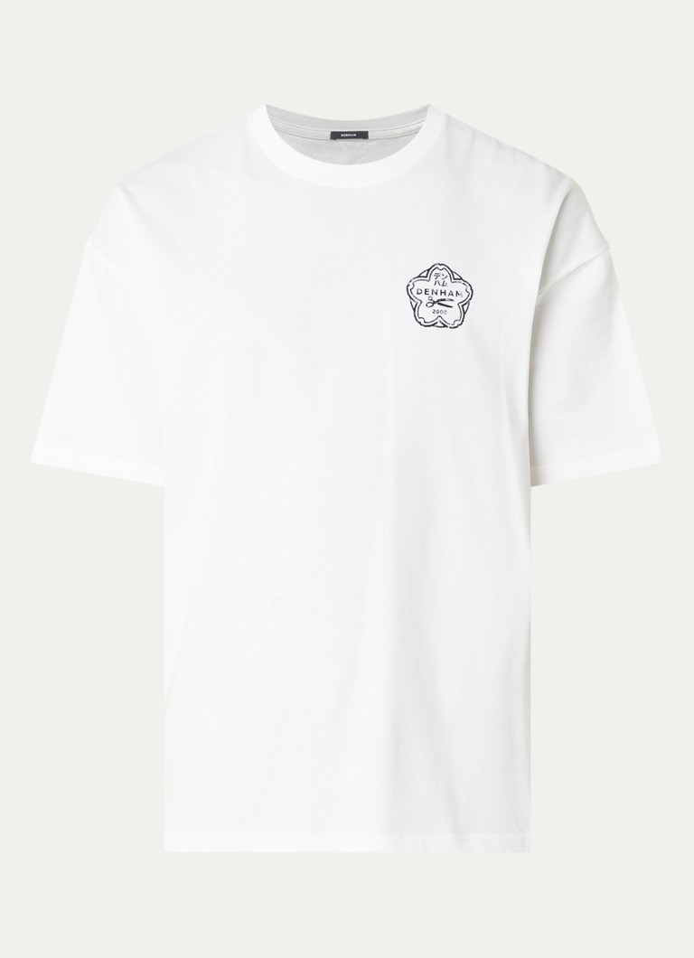 Denham Heren Roots T-shirt met logo- en backprint in de kleur Wit, maat: S