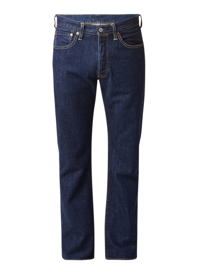 Levi's Heren 501 high rise straight leg jeans in donkere wassing in de kleur Indigo