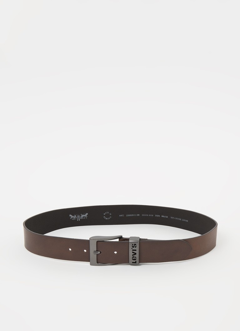 Levi's Heren Ashland riem van leer in de kleur Donkerbruin