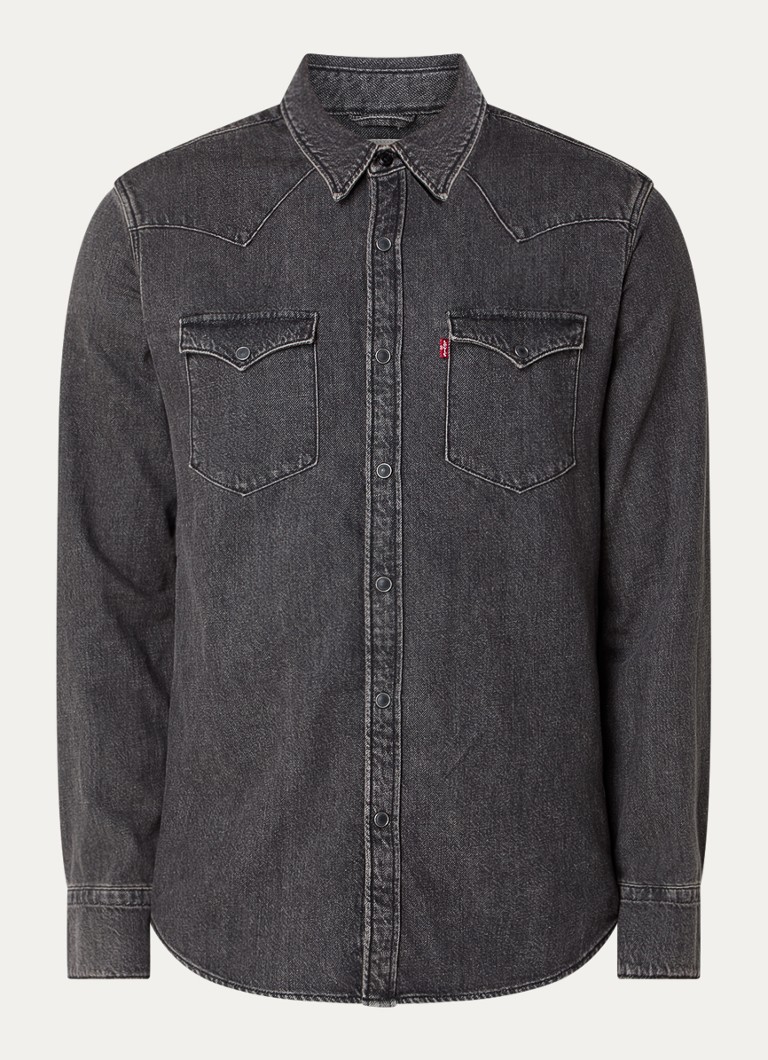 Levi's Heren Barstow spijkerjas met borstzakken in de kleur Donkergrijs