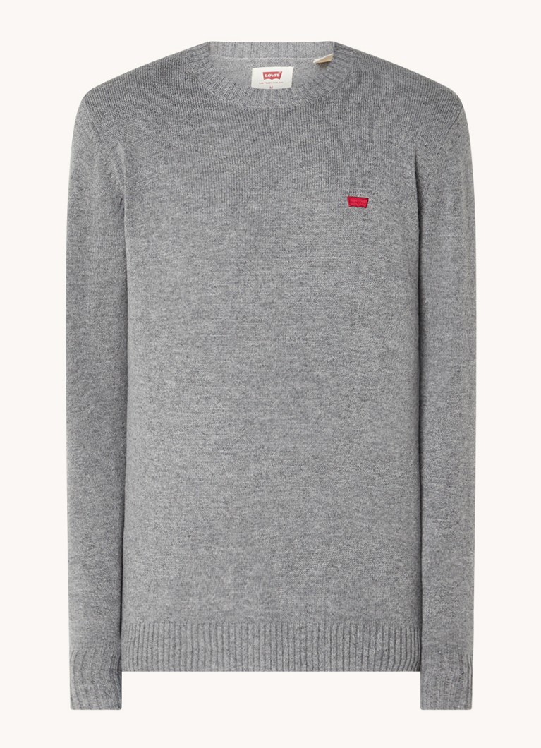 Levi's Heren Fijngebreide pullover in wolblend in de kleur Grijs