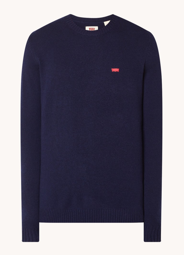 Levi's Heren Fijngebreide sweater in wolblend in de kleur Blauw