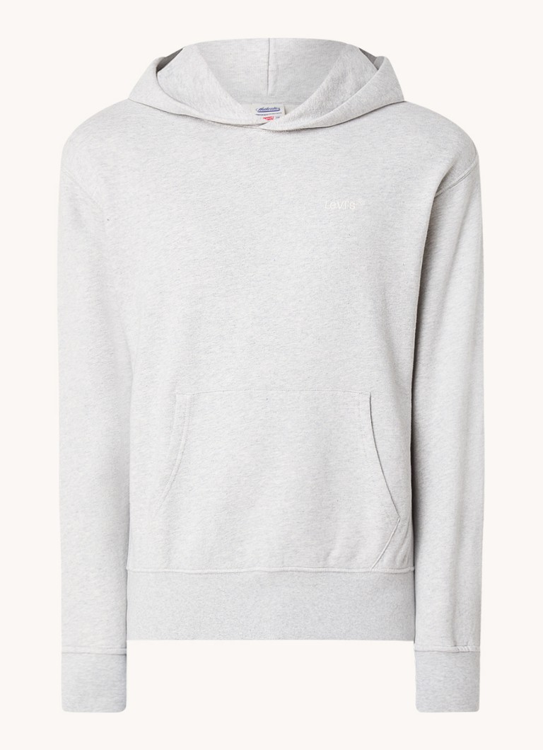 Levi's Heren Hoodie met logoborduring en gemêleerd dessin in de kleur Grijsmele