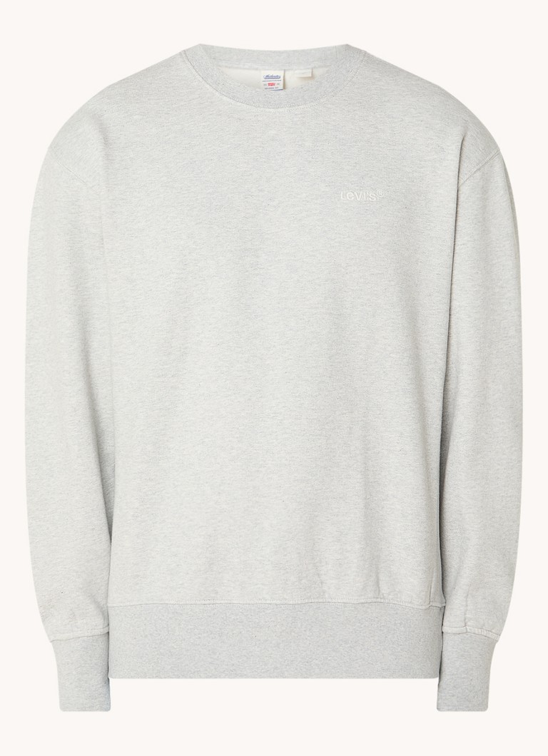 Levi's Heren Authentic sweater met logoborduring in de kleur Lichtgrijs