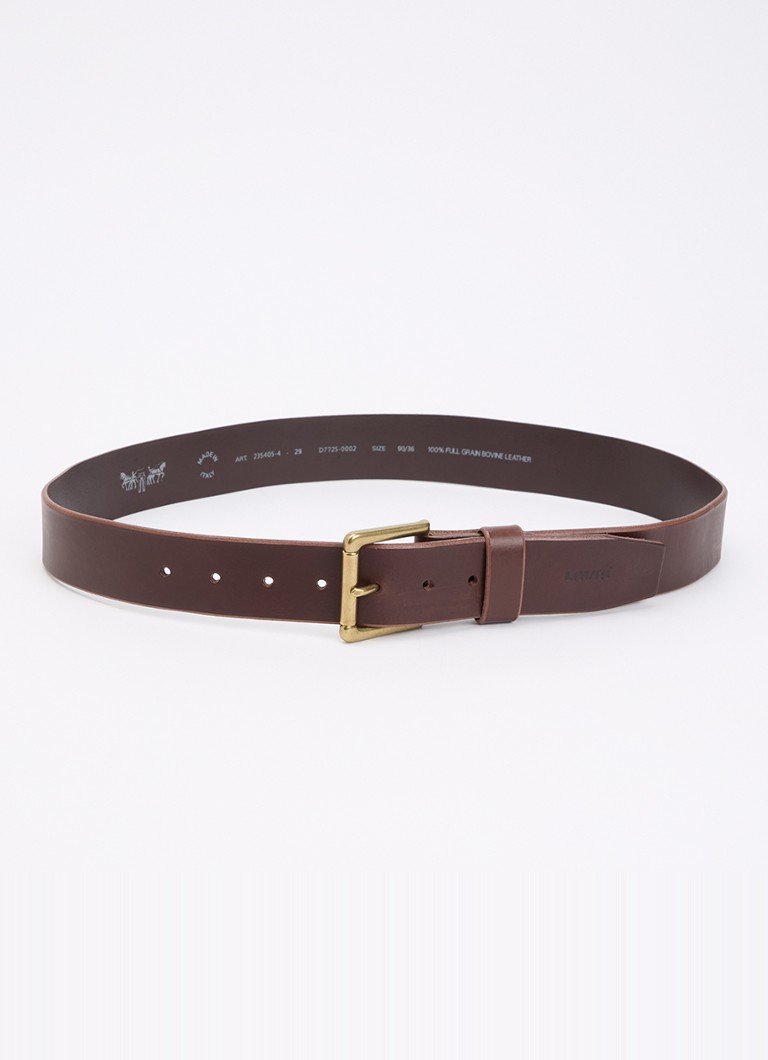 Levi's Heren Heritage riem van leer in de kleur Kastanjebruin