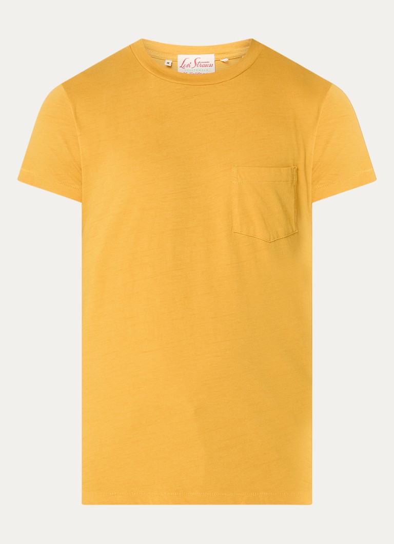 Levi's Heren T-shirt met borstzak in de kleur Mosterd