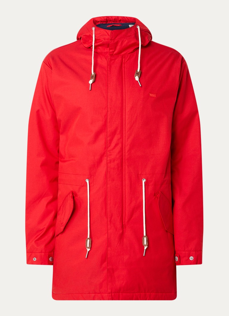 Levi's Heren Harrison gewatteerde parka met capuchon en klepzakken in de kleur Rood
