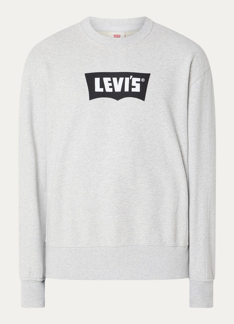 Levi's Heren Sweater met logoprint in de kleur Grijsmele