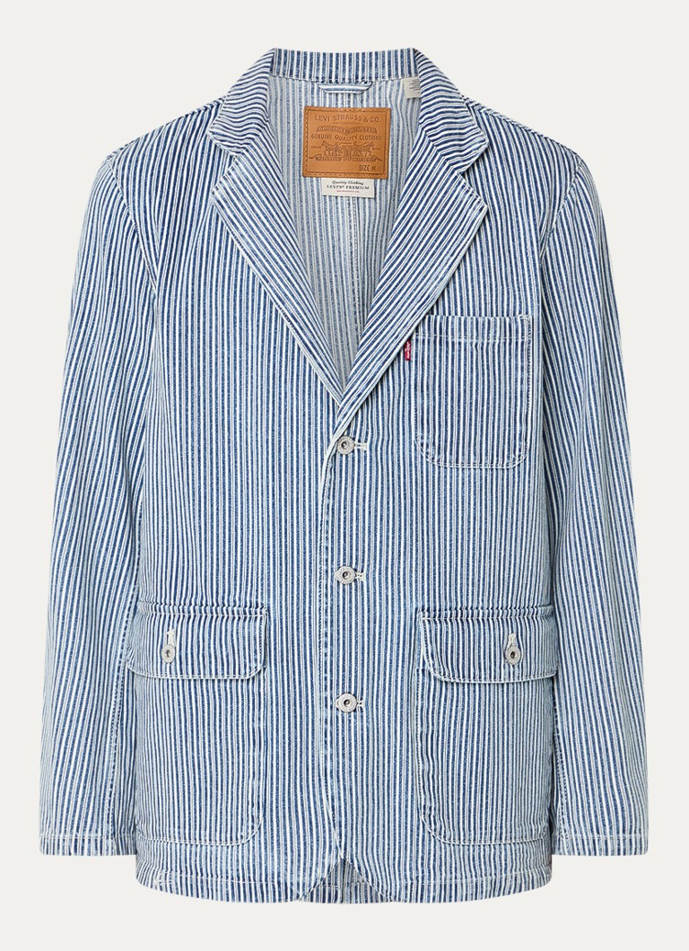 Levi's Heren Mission regular fit colbert van denim met streepprint in de kleur Indigo