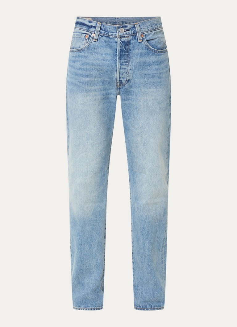 Levi's Heren 501 straight leg jeans met lichte wassing in de kleur Indigo