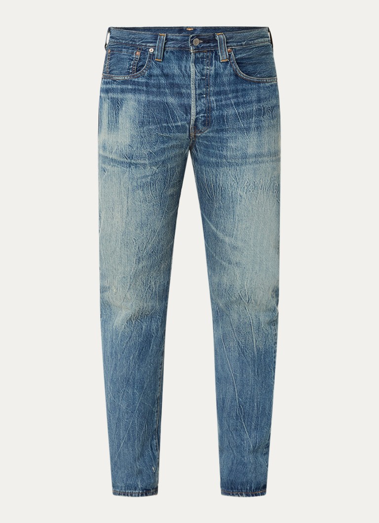 Levi's Heren 501 straight leg jeans met medium wassing in de kleur Indigo