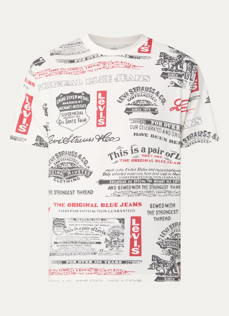 Levi's Heren T-shirt met print in de kleur Gebroken wit