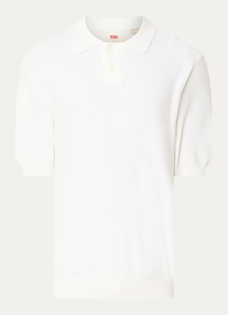 Levi's Heren Fijngebreide regular fit polo in linnenblend in de kleur Gebroken wit