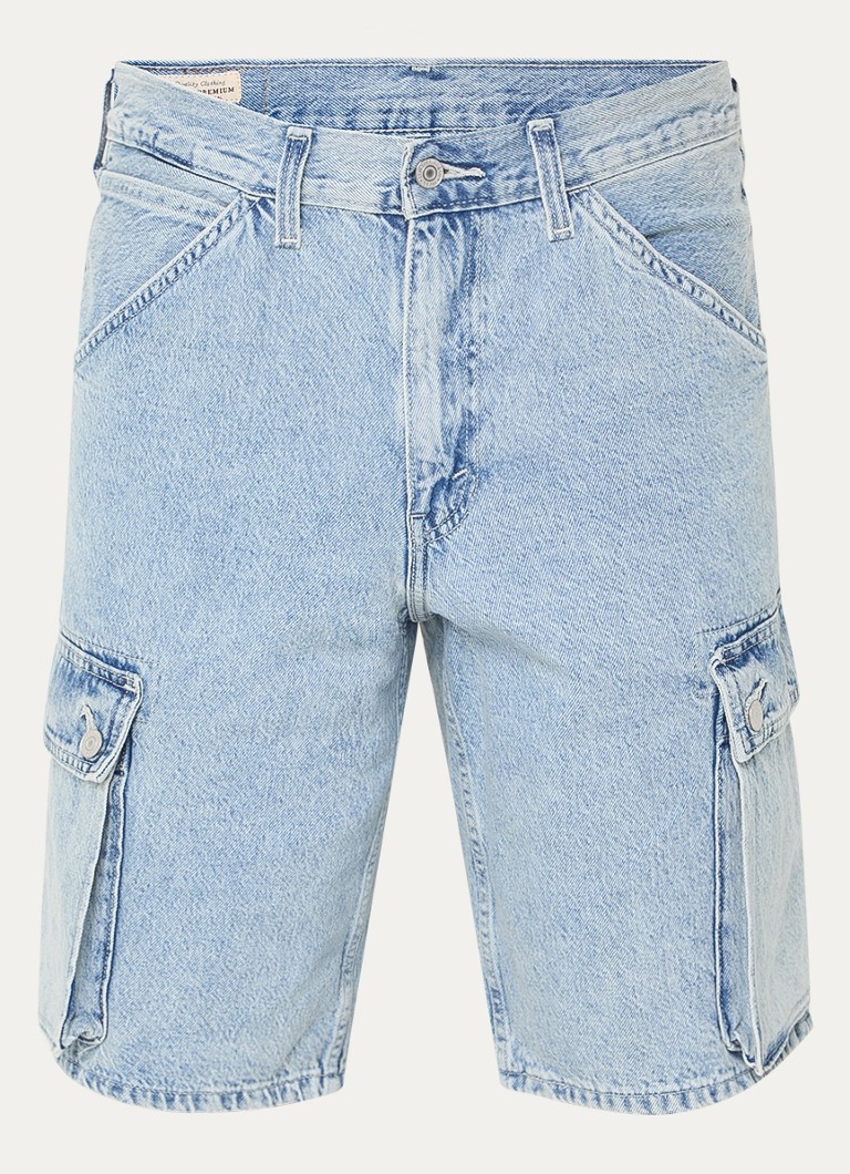 Levi's Heren 478 loose fit korte cargobroek van denim met klepzakken in de kleur Indigo