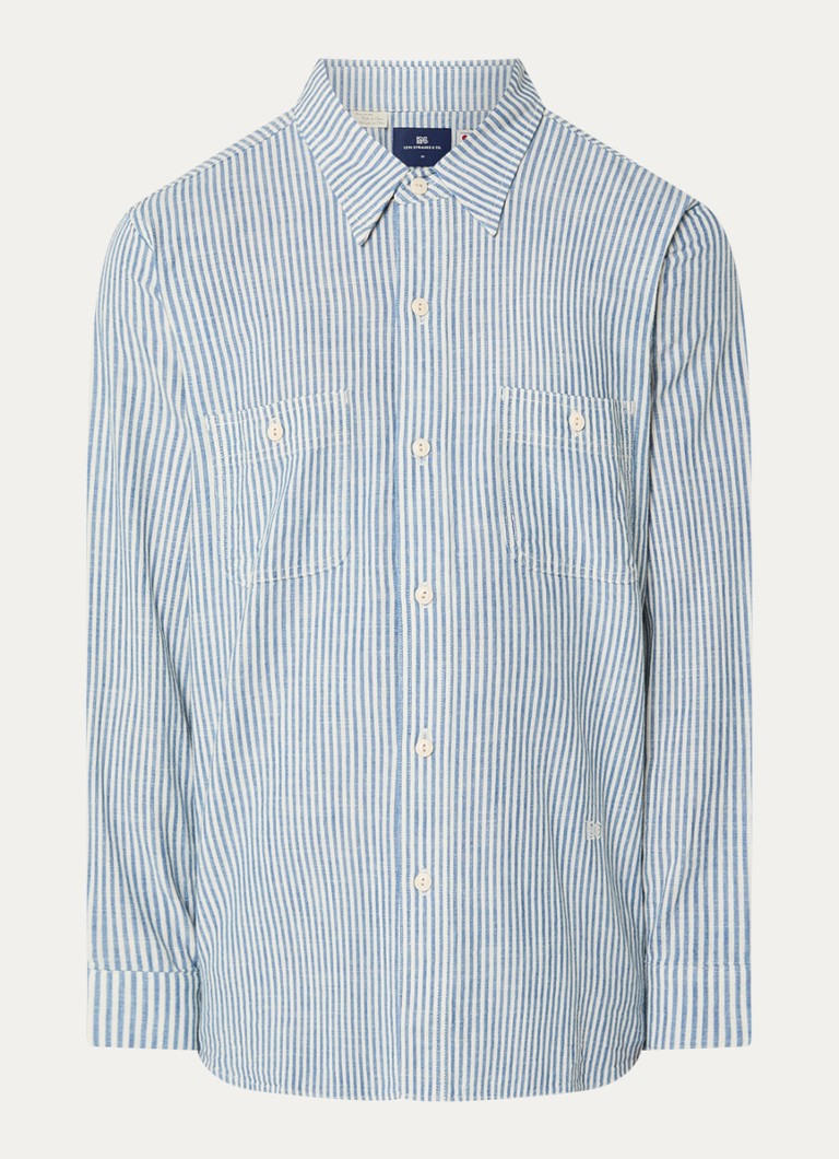 Levi's Heren Regular fit overhemd met streepprint in de kleur Staalblauw