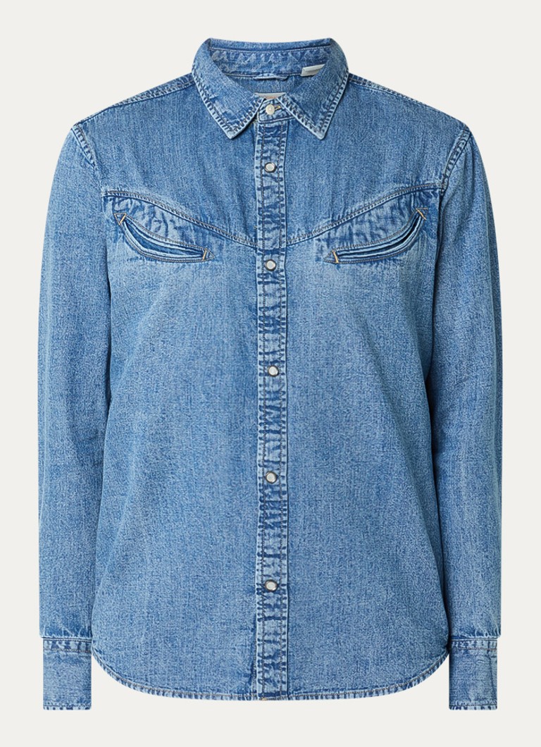 Levi's Heren Regular fit overhemd van chambray met borstzakken in de kleur Indigo