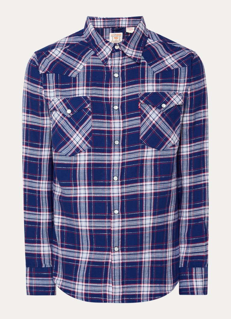 Levi's Heren Barstow Western regular fit overhemd met ruitdessin in de kleur Blauw