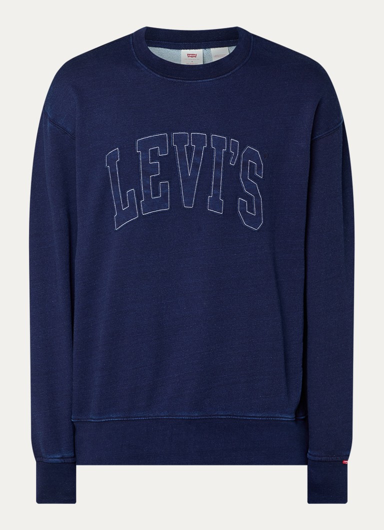 Levi's Heren Sweater met logoborduring in de kleur Donkerblauw