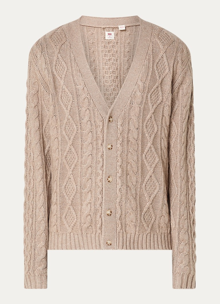 Levi's Heren Valencia kabelgebreid vest in wolblend in de kleur Beige