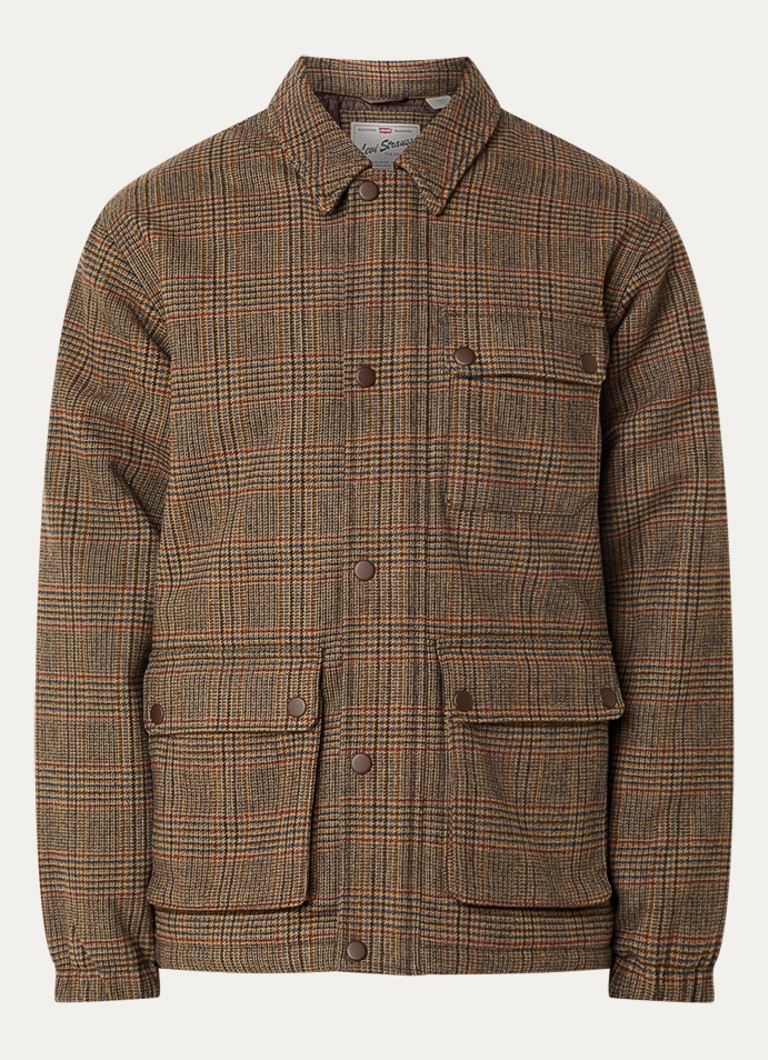 Levi's Heren Wells gewatteerd jack in wolblend met ruitdessin in de kleur Bruin