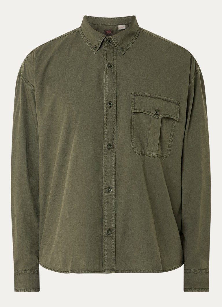 Levi's Heren Regular fit overhemd met borstzak in de kleur Legergroen