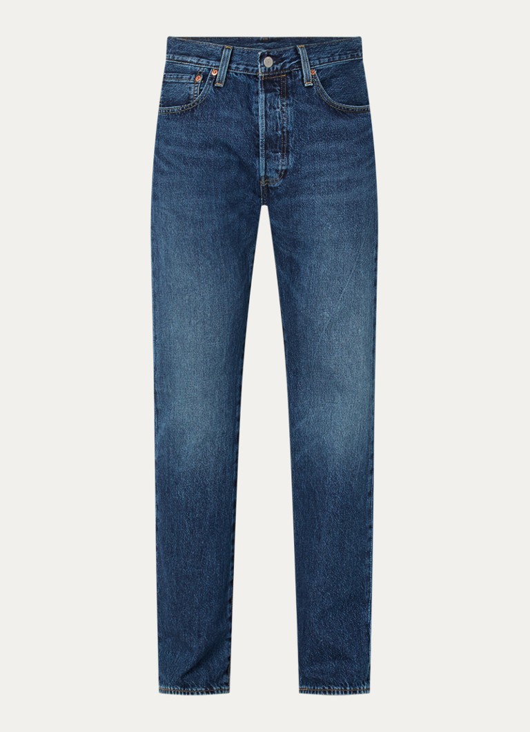 Levi's Heren 501 straight leg jeans met medium wassing in de kleur Indigo