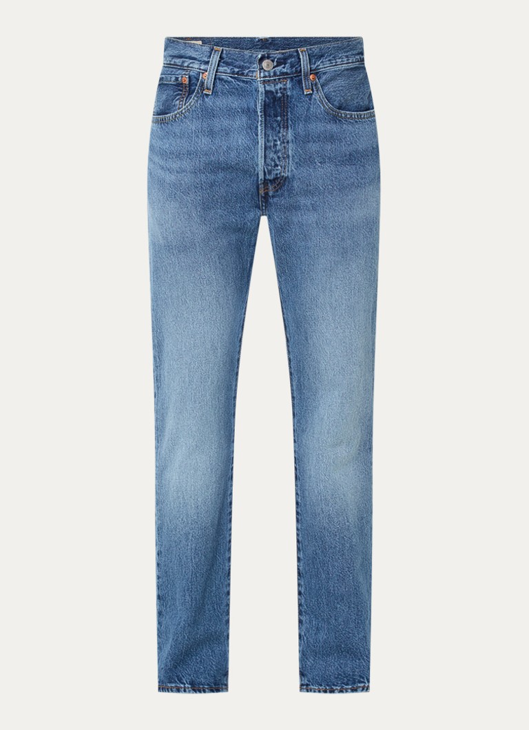 Levi's Heren 501 straight leg jeans met medium wassing in de kleur Indigo
