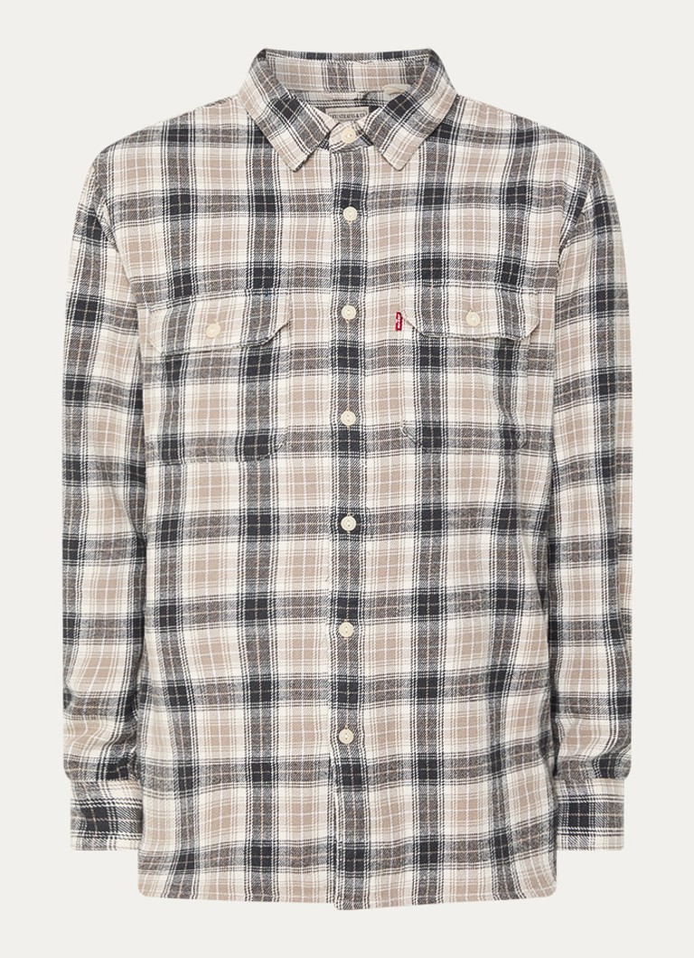 Levi's Heren Jackson overhemd met ruitdessin en borstzakken in de kleur Beige