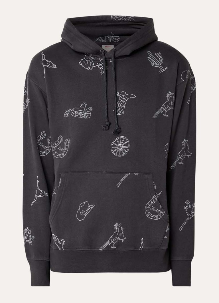 Levi's Heren Hoodie met print in de kleur Antraciet