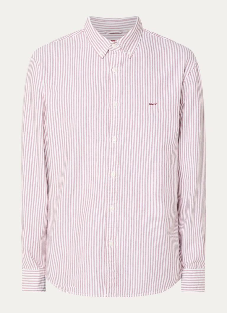 Levi's Heren Regular fit overhemd met streepprint in de kleur Steenrood