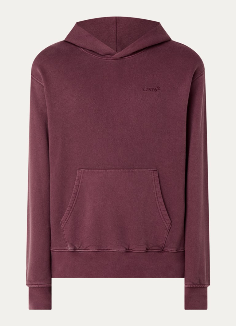 Levi's Heren Hoodie met logoborduring in de kleur Bordeauxrood