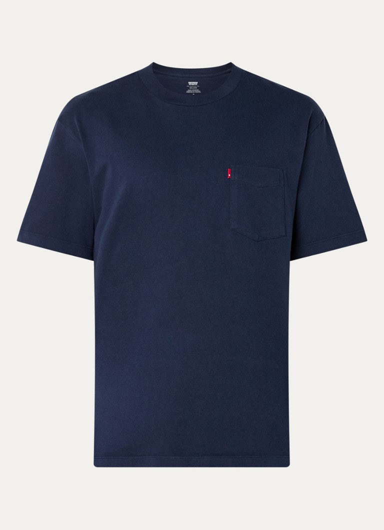 Levi's Heren T-shirt met borstzak in de kleur Donkerblauw