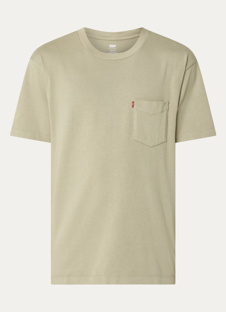 Levi's Heren T-shirt met borstzak in de kleur Khaki