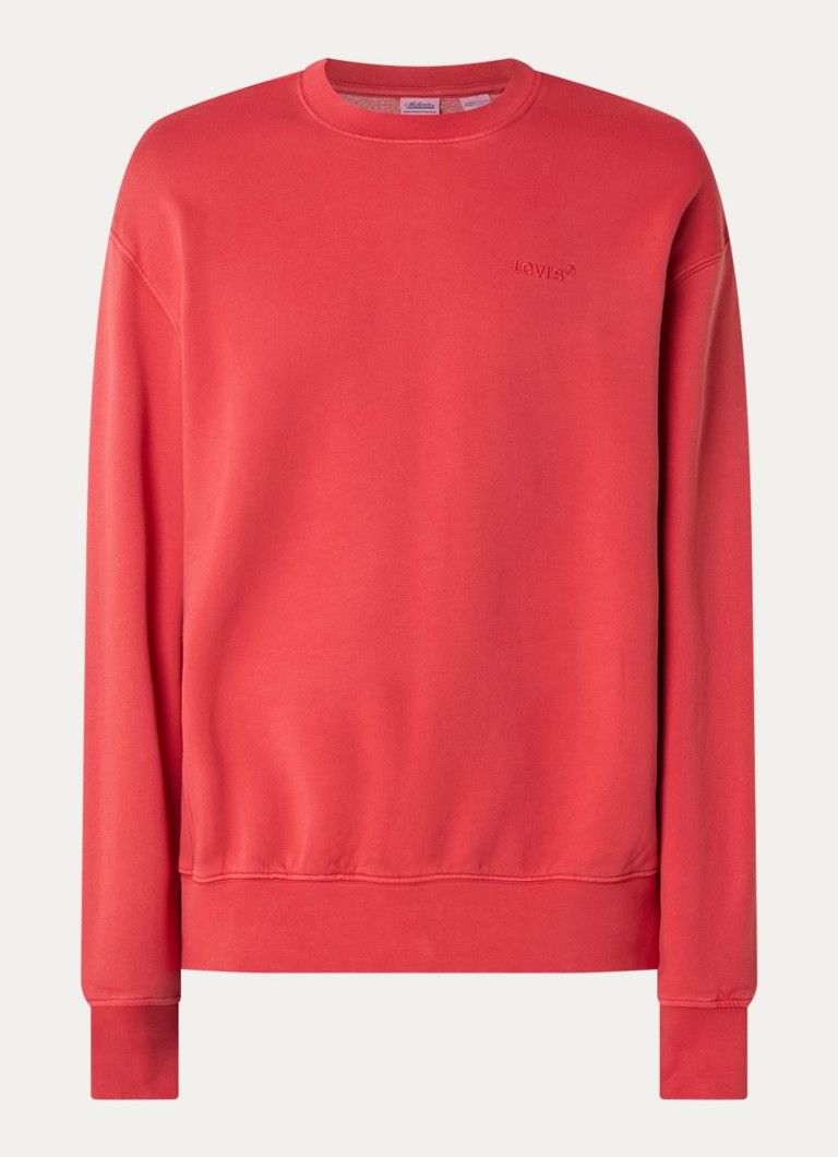 Levi's Heren Sweater met logoborduring in de kleur Koraalrood
