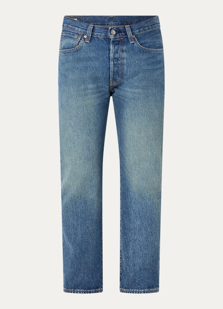 Levi's Heren 501 straight leg jeans met medium wassing in de kleur Indigo