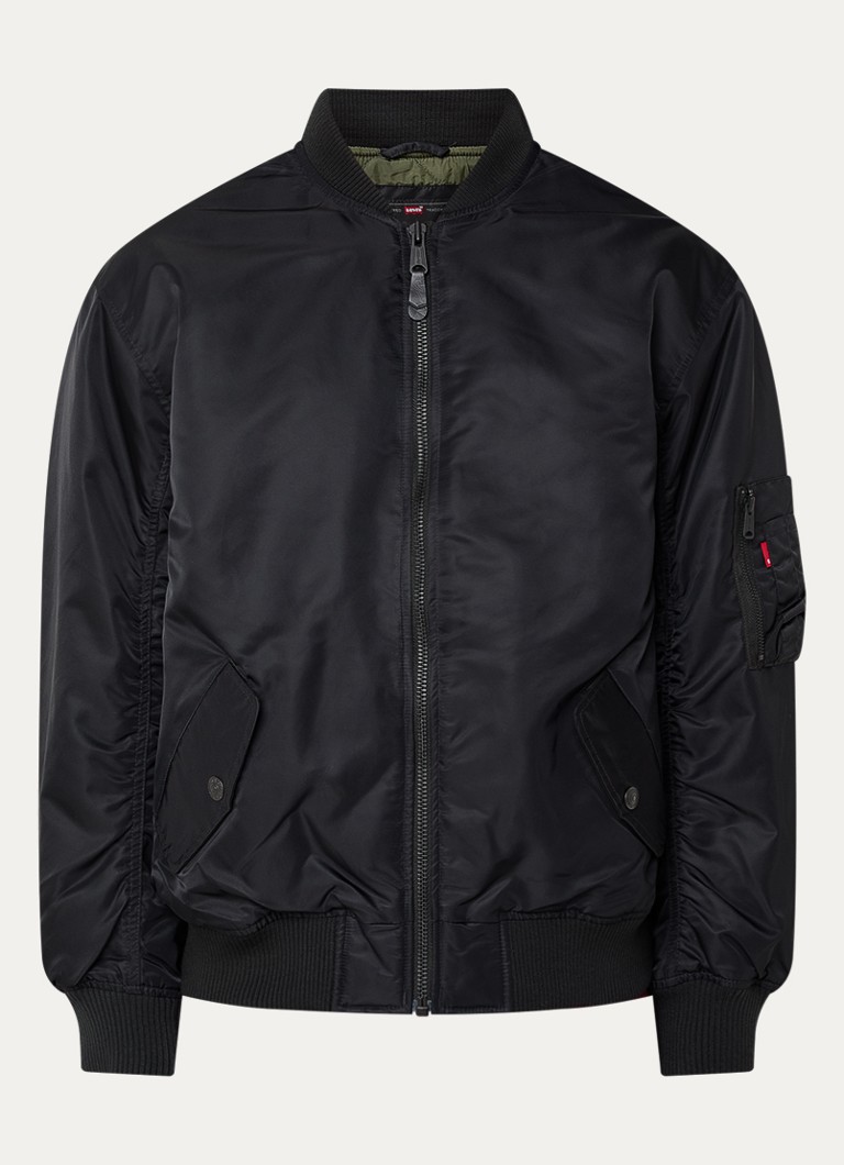 Levi's Heren MA-1 gewatteerd bomberjack met klepzakken in de kleur Zwart