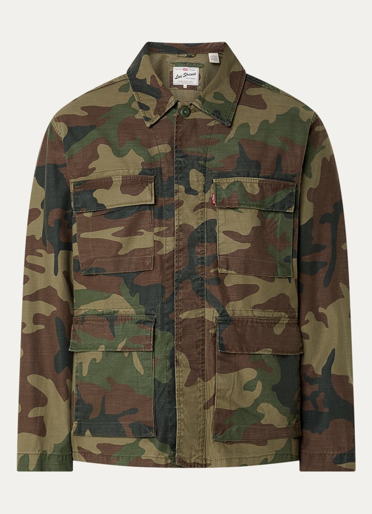 Levi's Heren Frisko jack met camouflageprint en klepzakken in de kleur Legergroen