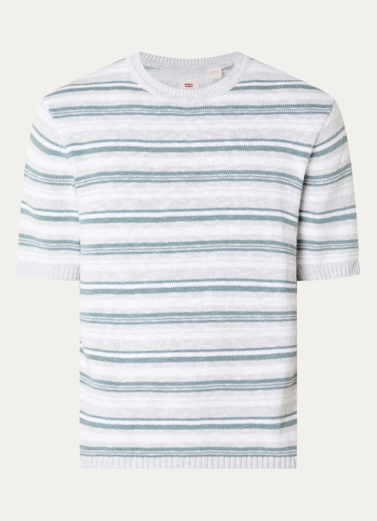 Levi's Heren Stinson grofgebreide trui in linnenblend met streepprint in de kleur Groen