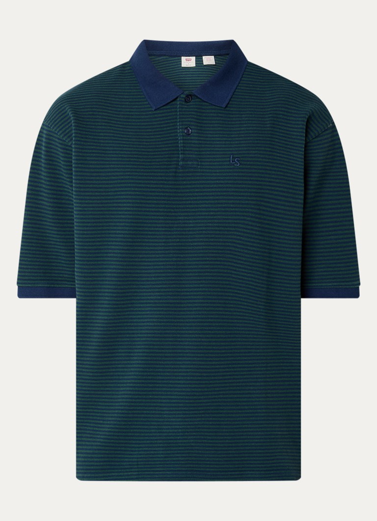 Levi's Heren Finn polo met streepprint in de kleur Zeegroen