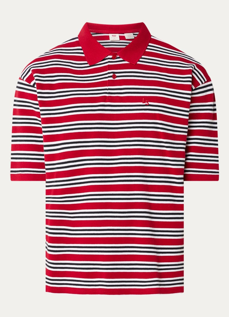 Levi's Heren Finn regular fit polo met streepprint in de kleur Steenrood