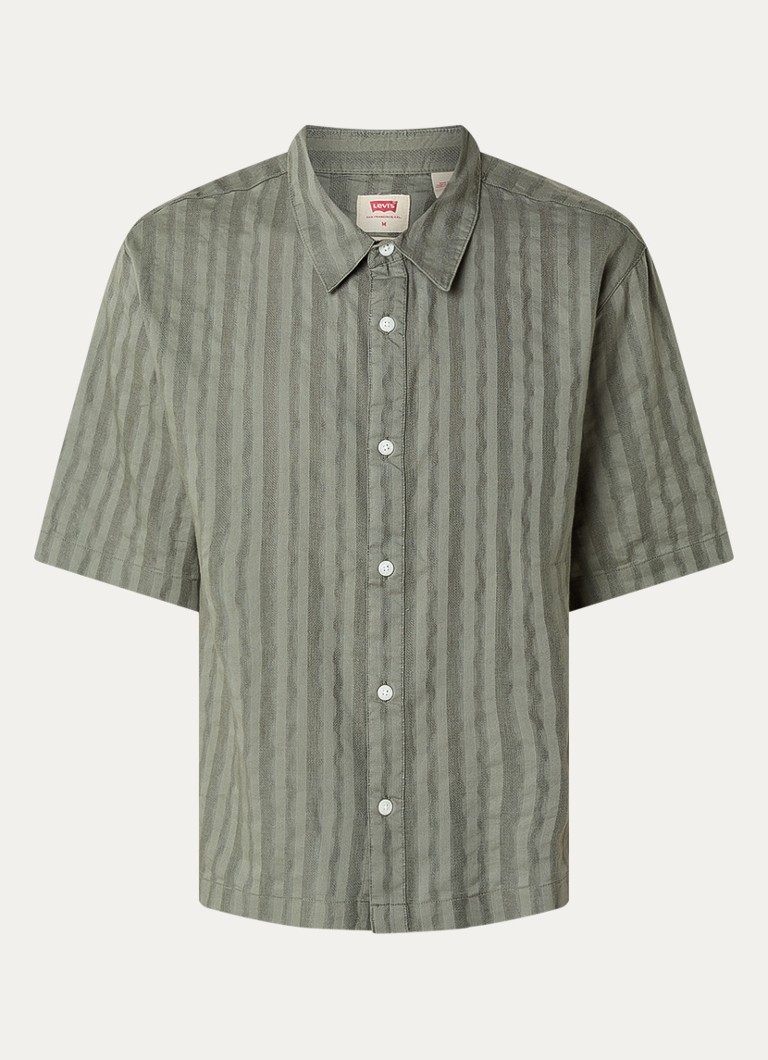 Levi's Heren Lama regular fit overhemd met streepprint in de kleur Olijfgroen