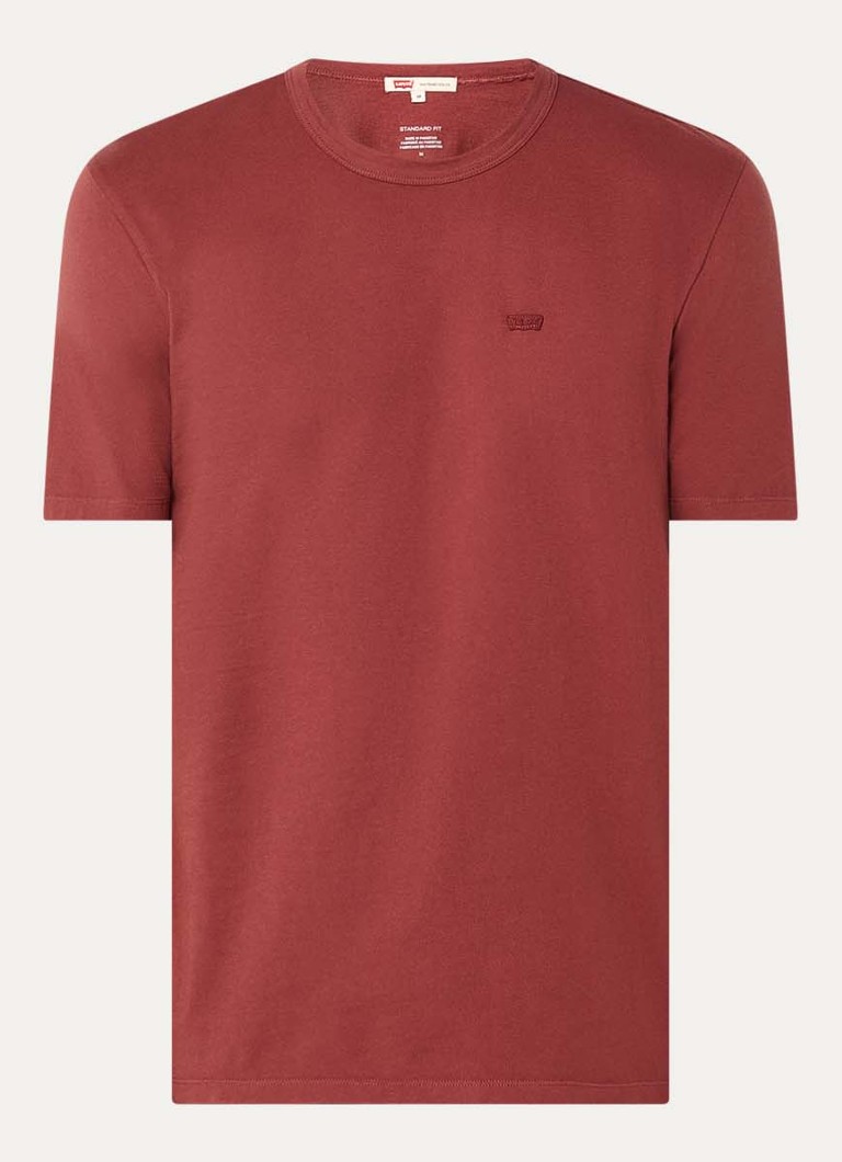 Levi's Heren T-shirt met logoborduring in de kleur Steenrood
