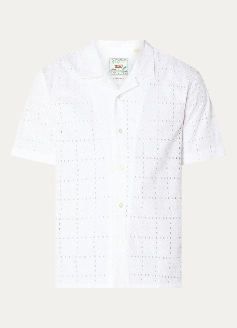 Levi's Heren Regular fit overhemd met opengewerkt dessin in de kleur Wit
