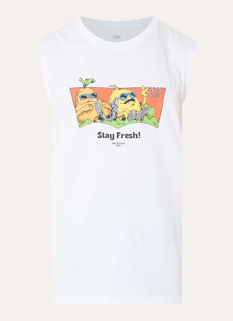 Levi's Heren Tanktop met print in de kleur Wit