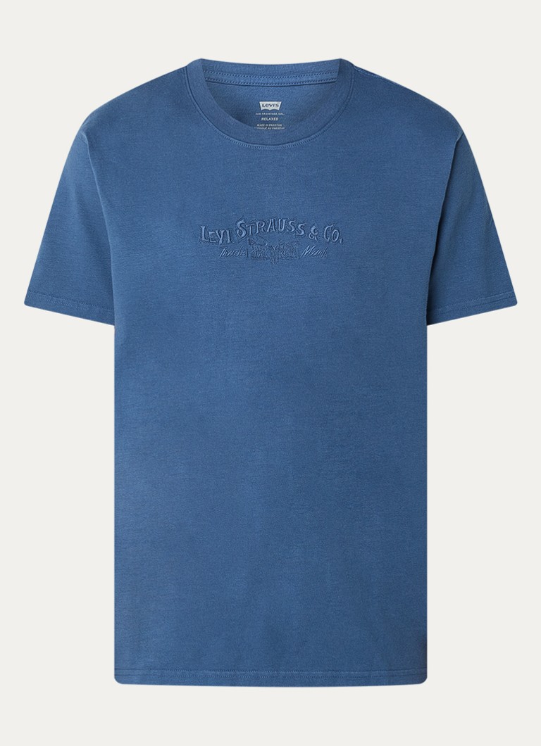 Levi's Heren T-shirt met logoborduring in de kleur Staalblauw
