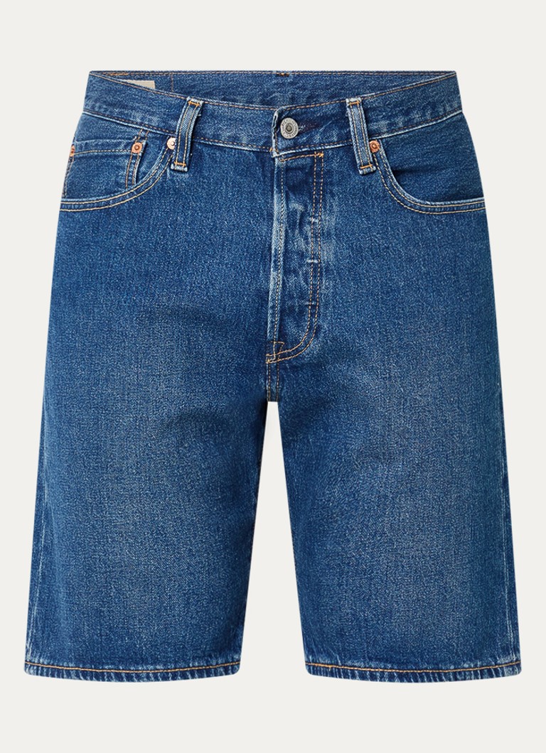 Levi's Heren 501 straight leg korte broek van denim met medium wassing in de kleur Indigo