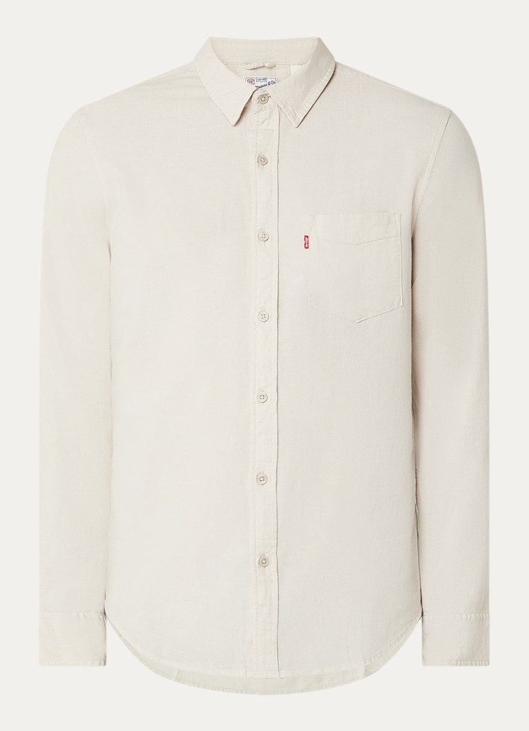 Levi's Heren Sunset overhemd in linnenblend met borstzak in de kleur Creme